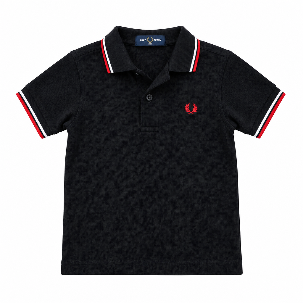 Fred Perry Kids Polo Schwarz – weißer Hintergrund