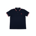 Fred Perry Navy Red-White Tipped Polo White Background