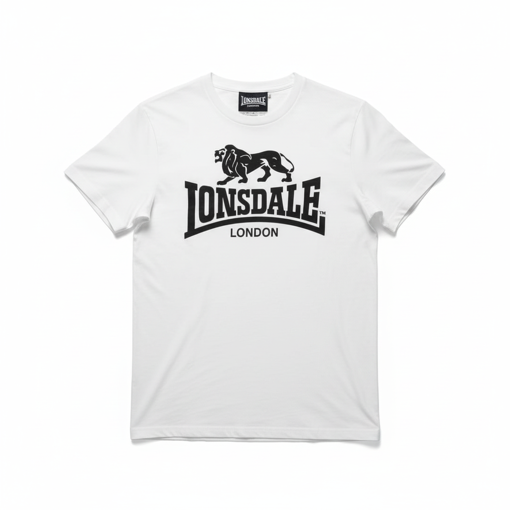 Lonsdale White T-Shirt White Background