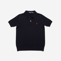 Ralph Lauren Cable-Knit Polo Navy White Background