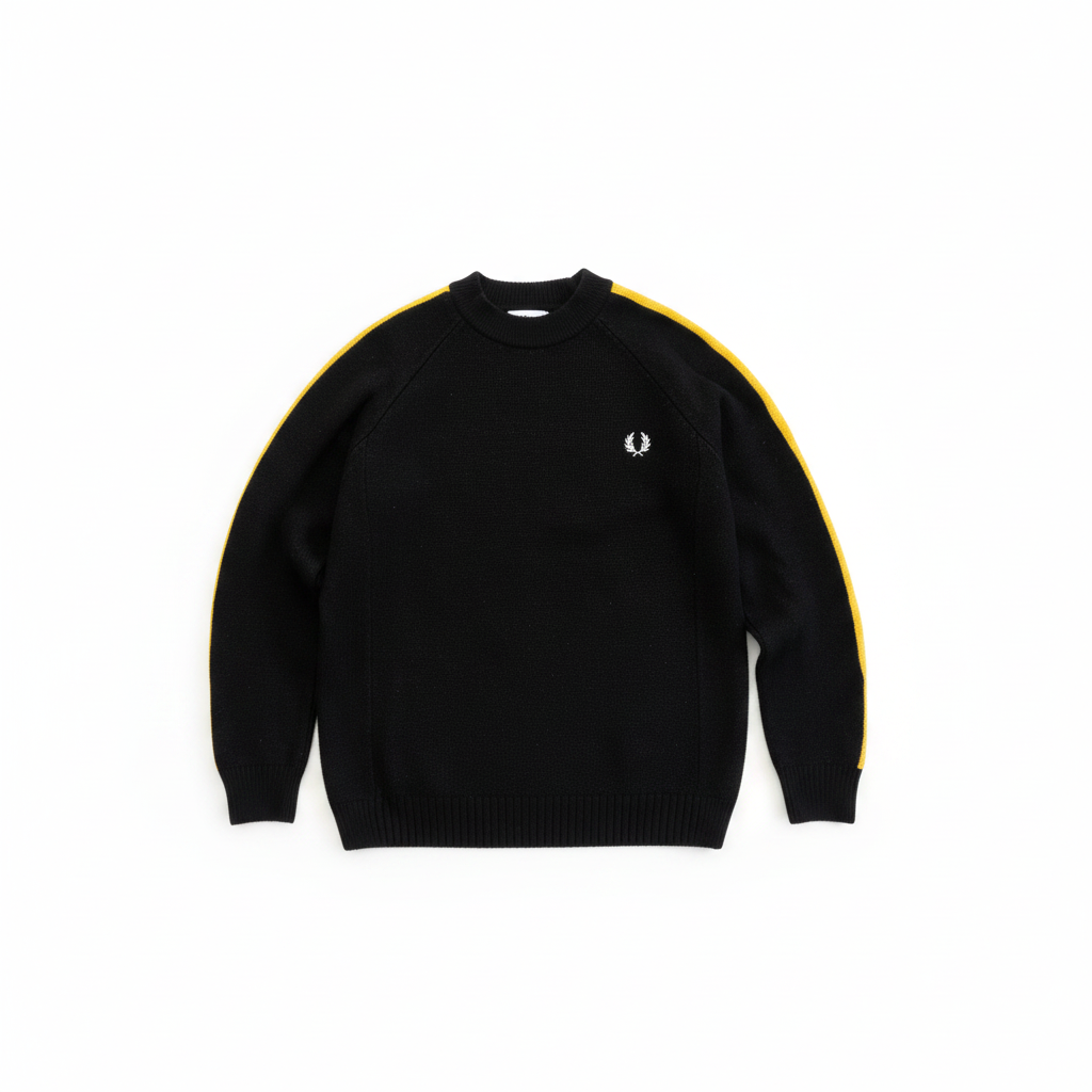 Sweatshirt gelber Streifen auf weißem Hintergrund